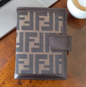 Authentic Fendi Brown and Dark Brown FF Canvas Organizer Wallet (Unisex)